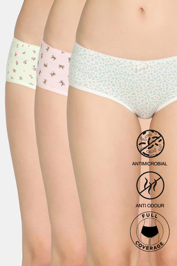 Buy Zivame Low Rise Full Coverage Hipster Panty (Pack of 3) - Multicolor 